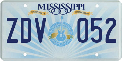 MS license plate ZDV052