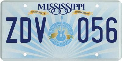MS license plate ZDV056