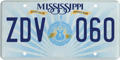 MS license plate ZDV060