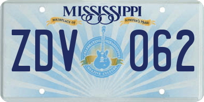 MS license plate ZDV062