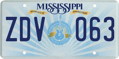 MS license plate ZDV063