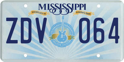 MS license plate ZDV064