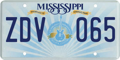 MS license plate ZDV065