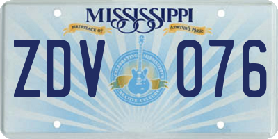 MS license plate ZDV076