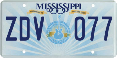 MS license plate ZDV077