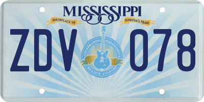 MS license plate ZDV078
