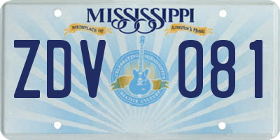 MS license plate ZDV081