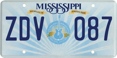 MS license plate ZDV087