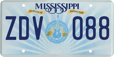 MS license plate ZDV088