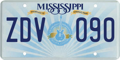MS license plate ZDV090