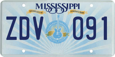 MS license plate ZDV091