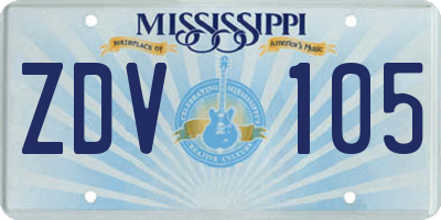 MS license plate ZDV105