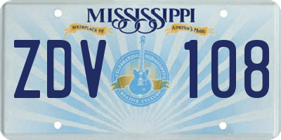 MS license plate ZDV108