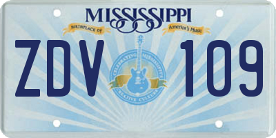 MS license plate ZDV109