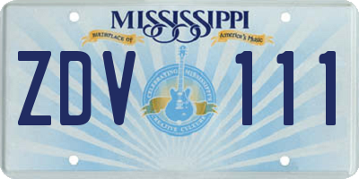 MS license plate ZDV111