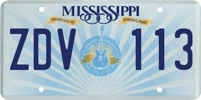 MS license plate ZDV113
