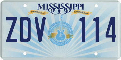 MS license plate ZDV114