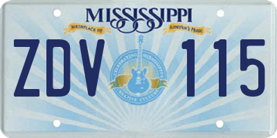 MS license plate ZDV115