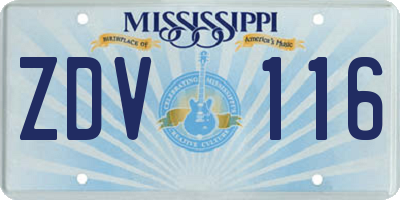 MS license plate ZDV116