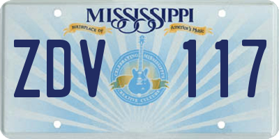 MS license plate ZDV117
