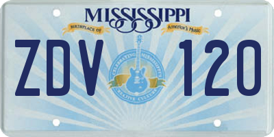 MS license plate ZDV120