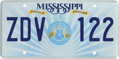 MS license plate ZDV122
