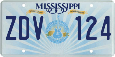 MS license plate ZDV124