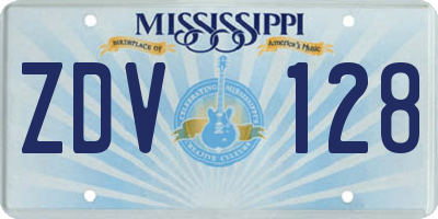 MS license plate ZDV128