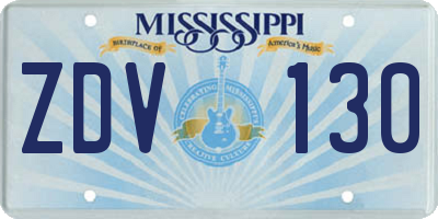 MS license plate ZDV130