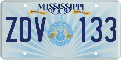 MS license plate ZDV133