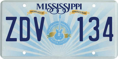 MS license plate ZDV134