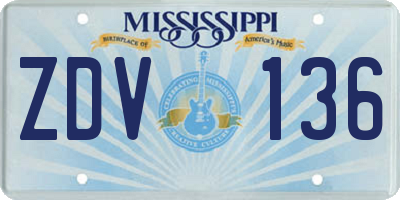 MS license plate ZDV136