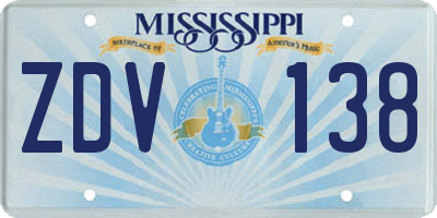 MS license plate ZDV138