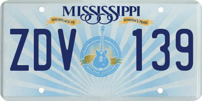 MS license plate ZDV139
