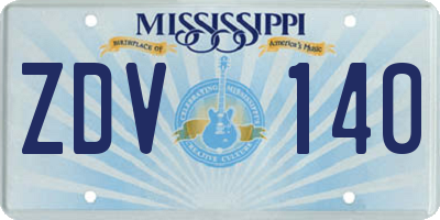 MS license plate ZDV140