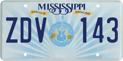 MS license plate ZDV143