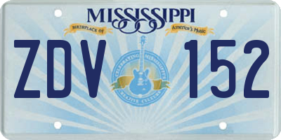 MS license plate ZDV152