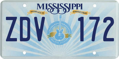 MS license plate ZDV172
