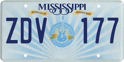 MS license plate ZDV177