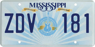 MS license plate ZDV181
