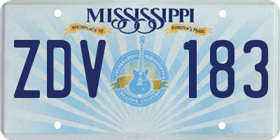 MS license plate ZDV183