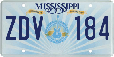 MS license plate ZDV184