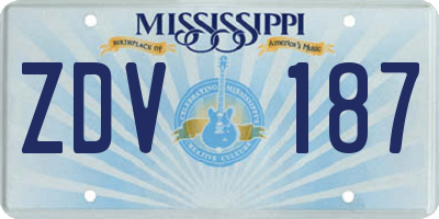 MS license plate ZDV187
