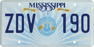 MS license plate ZDV190