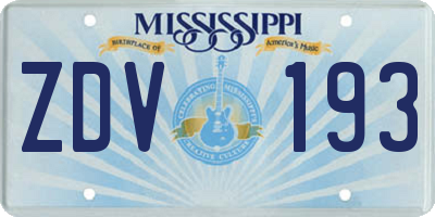 MS license plate ZDV193