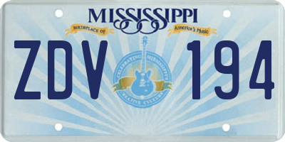 MS license plate ZDV194