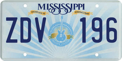 MS license plate ZDV196