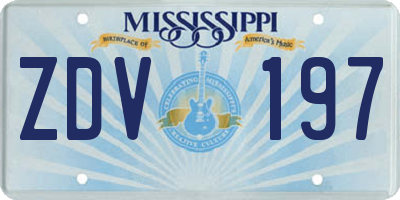 MS license plate ZDV197