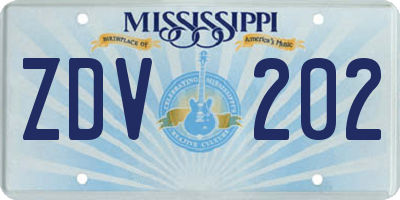 MS license plate ZDV202