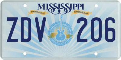 MS license plate ZDV206